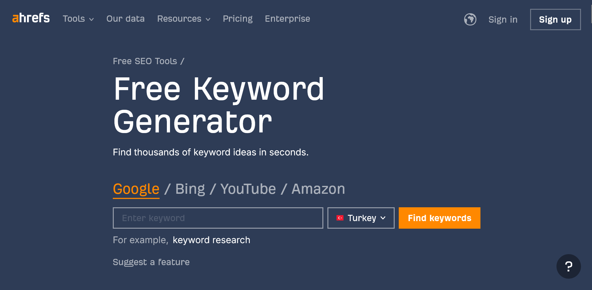 Ahrefs Free Keyword Generator